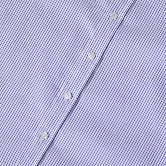 Navy Pencil Stripe Easy-Care Dress Shirt for women, trans, masc, and non-binary folk.