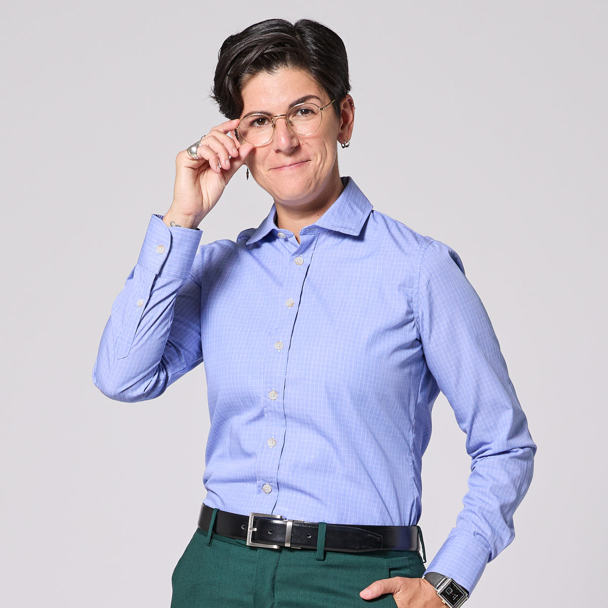 Blueprint Easy-Care Dress Shirt by Kirrin Finch. Color: Blueprint