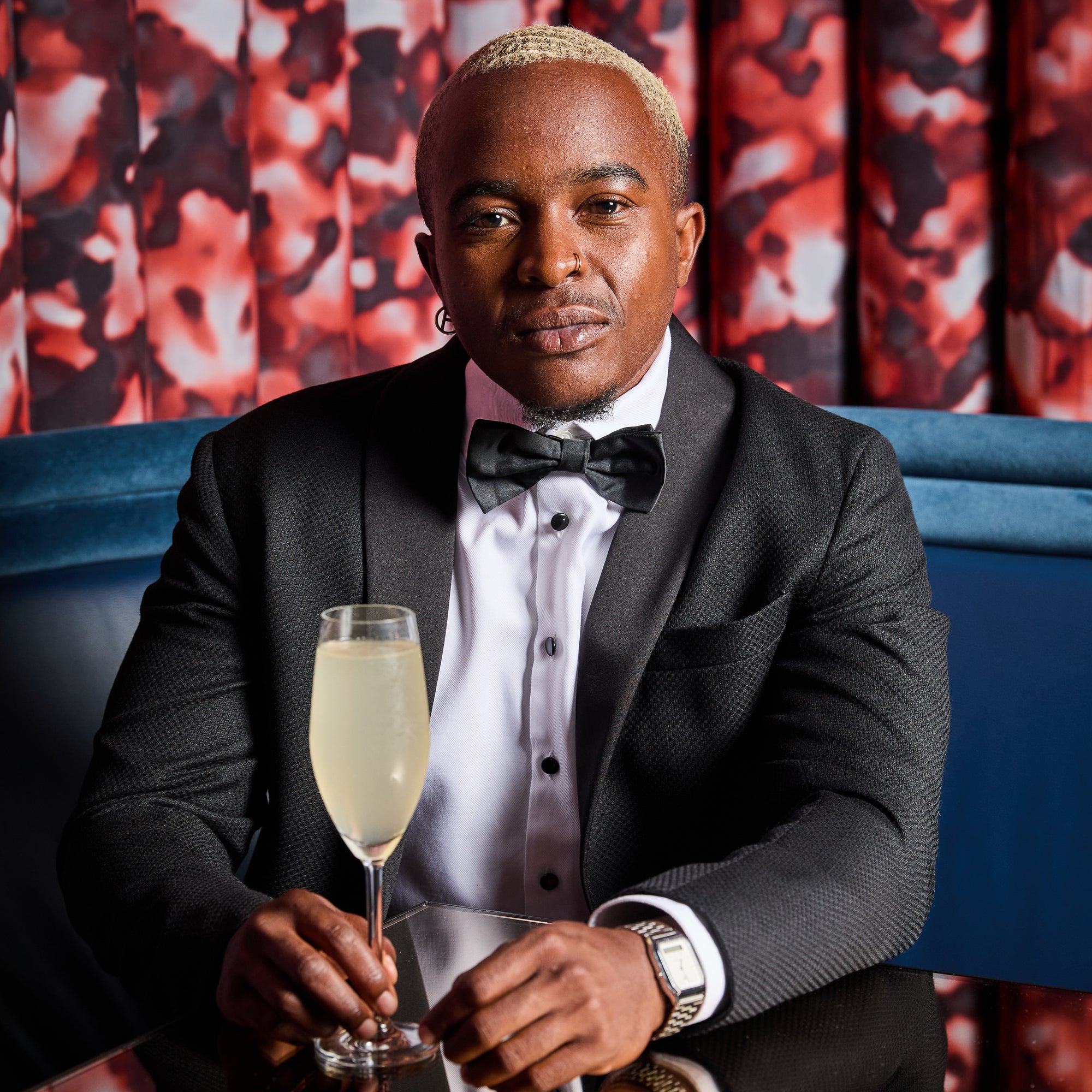 masc model in the Kirrin Tuxedo