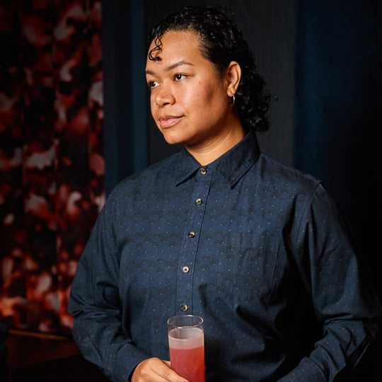 Blue Hexagon Point Collar Shirt made by Kirrin Finch