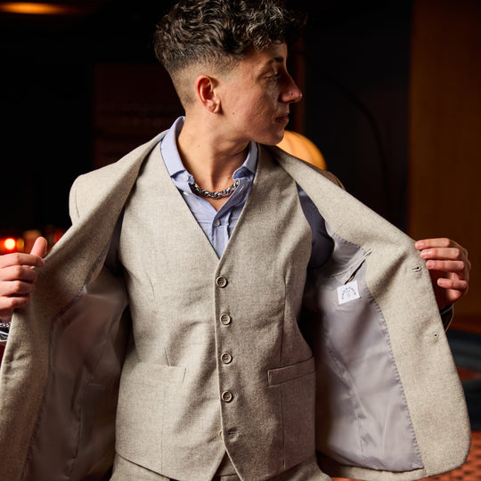 The Finch Heather Gray Flannel Vest made for women, trans, masc, and non-binary folk.