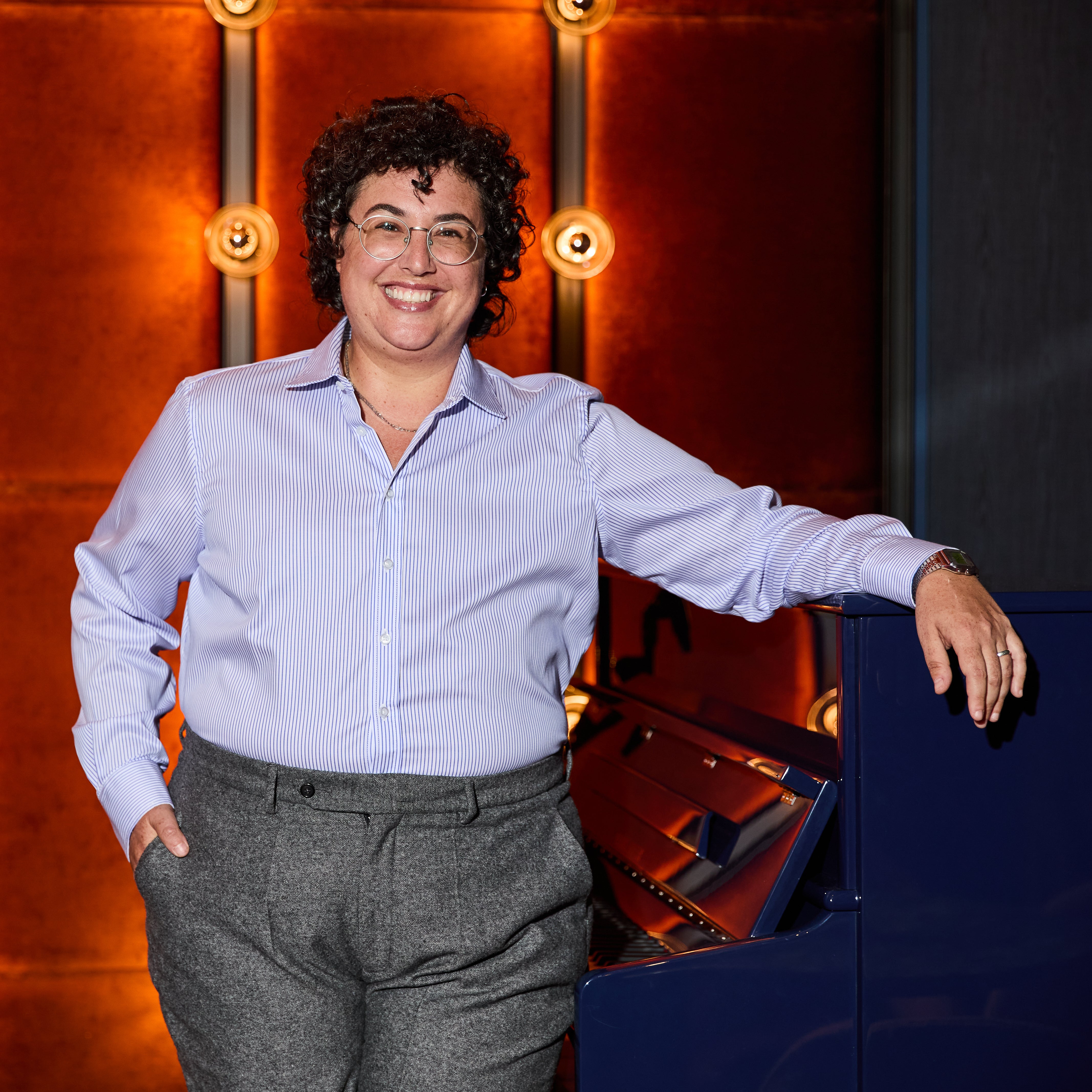 Navy Pencil Stripe Easy-Care Dress Shirt by Kirrin Finch