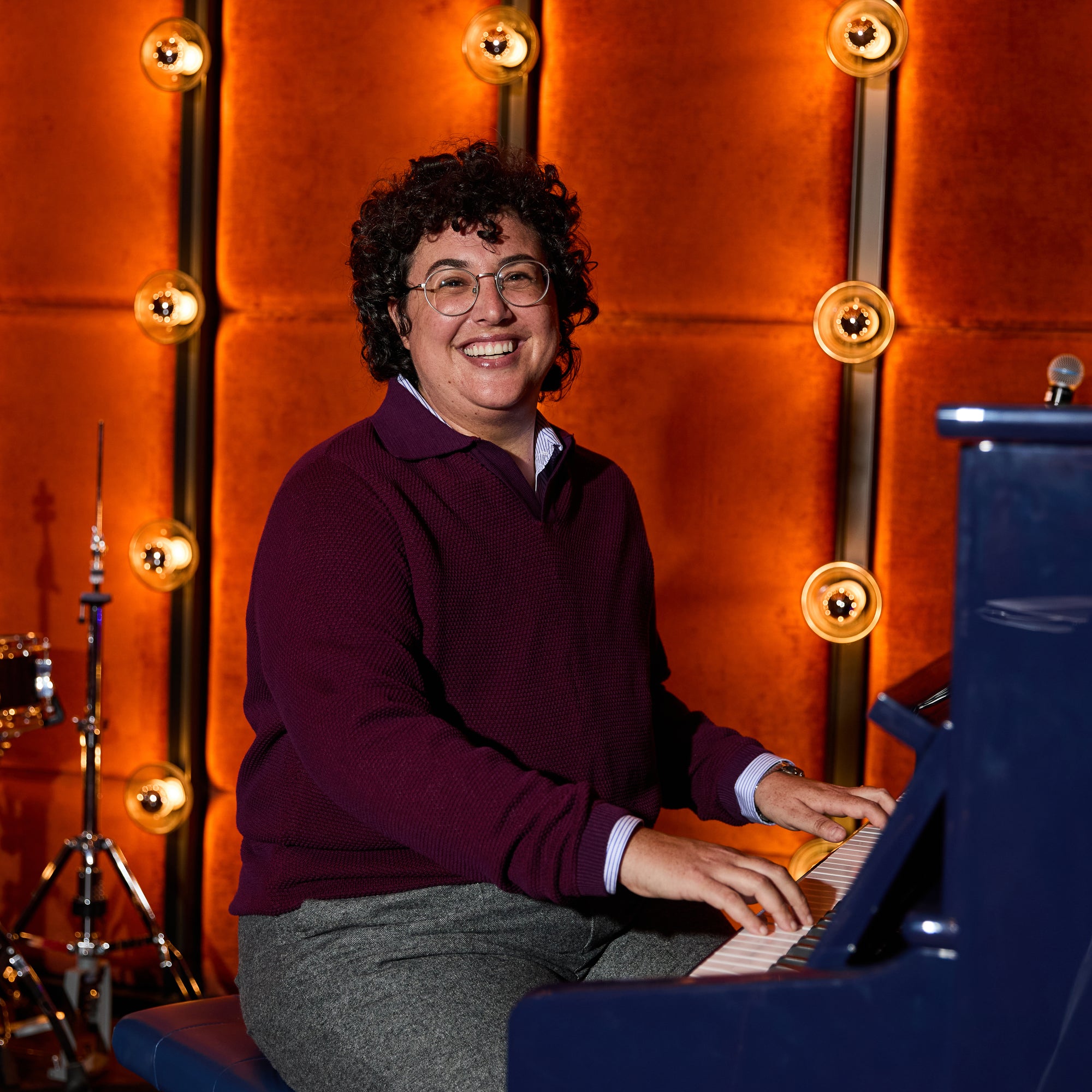 Red Johnny collar polo with Pique knit texture made by Kirrin Finch