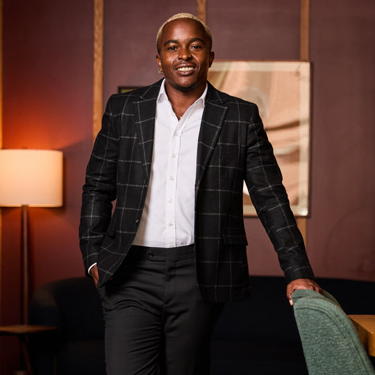 The Finch Black Brushed Windowpane Blazer