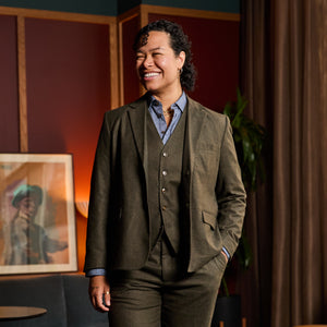 The Finch Heather Olive Flannel Suit Blazer