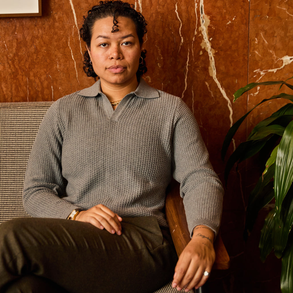 Ash Johnny collar polo featuring ribbed cuffs and hem.