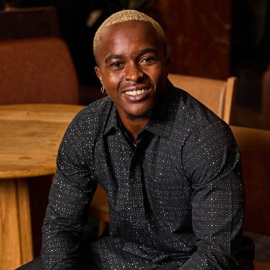 Galaxy Point Collar Shirt made for women, trans, masc, and non-binary folk.