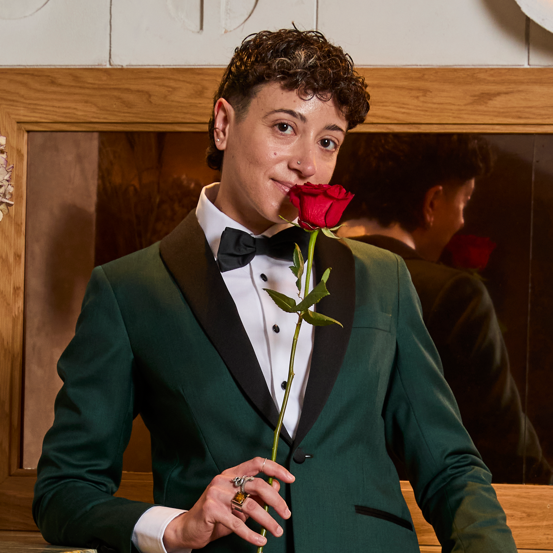 Androgynous emerald blazer made by Kirrin Finch Color: Emerald