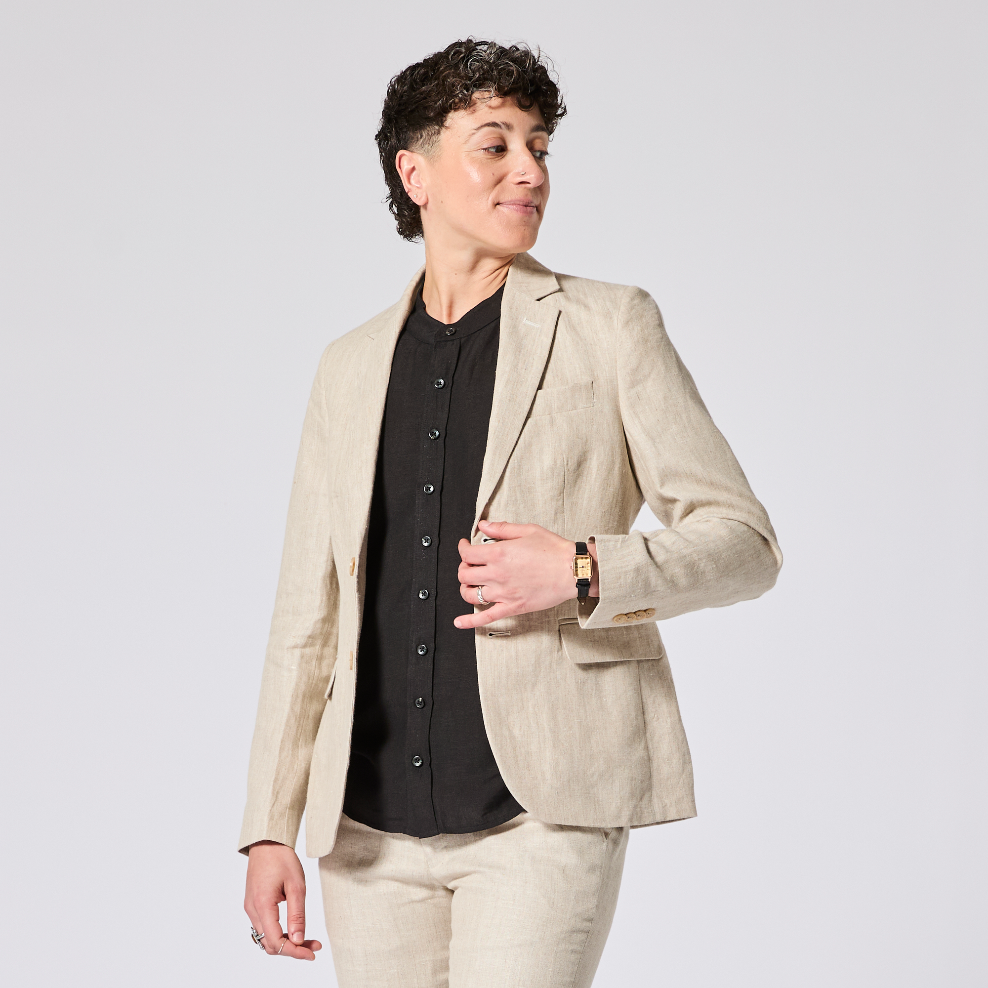 khakis and dress shirt for wedding Casual Groom in Ivory Shirt and Tan Pants