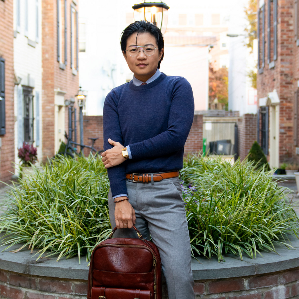 Androgynous navy merino wool sweater