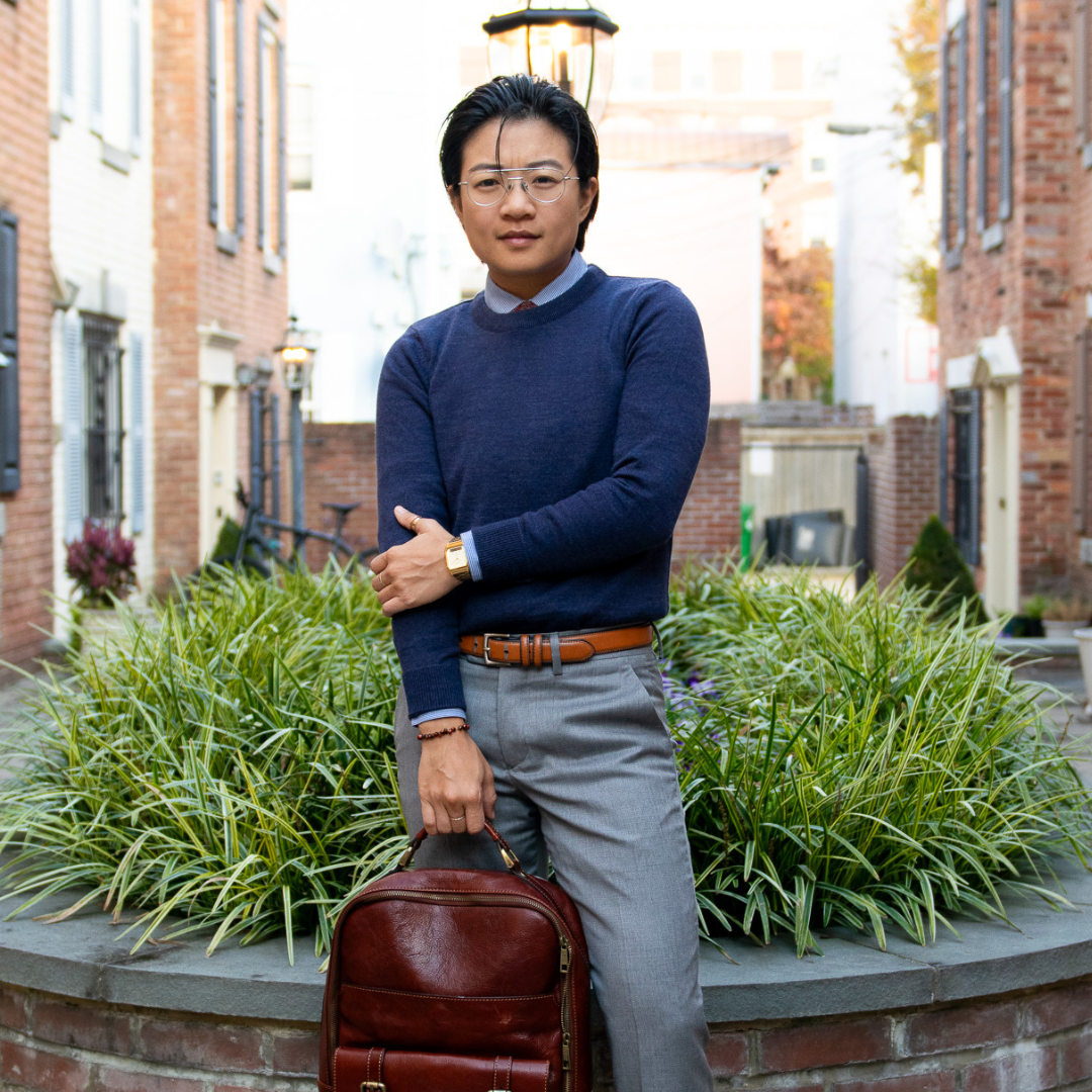 Androgynous navy merino wool sweater