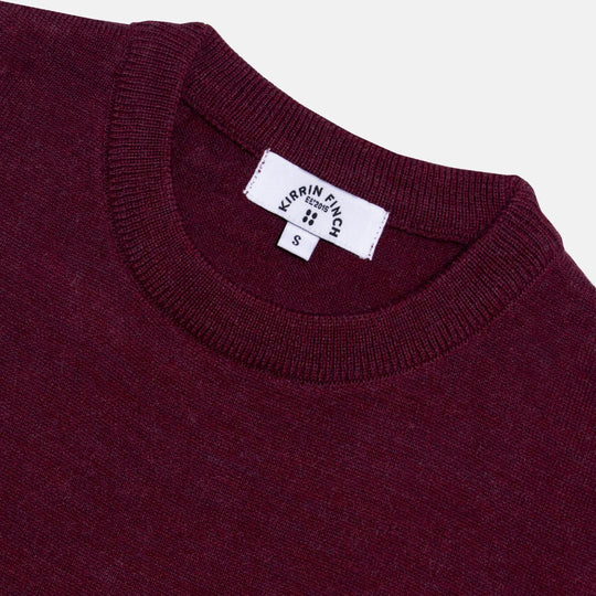 Burgundy crewneck merino wool sweater for women, AFAB, and non-binary folks