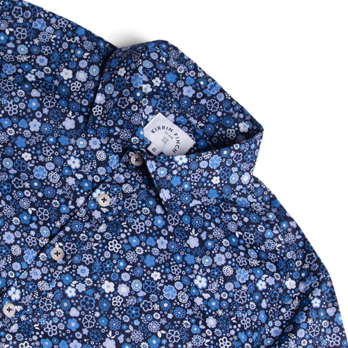 blue and white floral dress shirt Sheer Flower Shirt Blue / xs