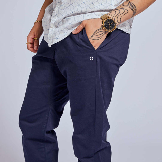 The Graf Navy Stretch Waistband Pant