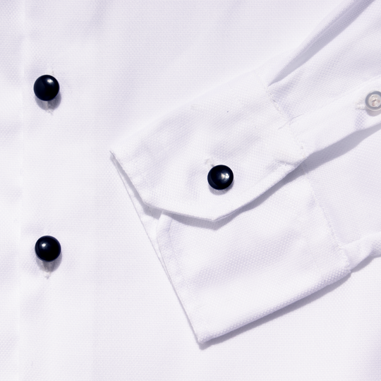 Women's White Tuxedo Shirt with Black Shank buttons