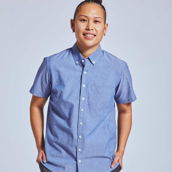 blue short shirt