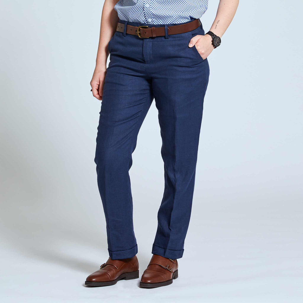 Navy Blue Linen Pants