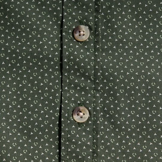 Women's Olive Point Collar Shirt with Faux Horn Buttons