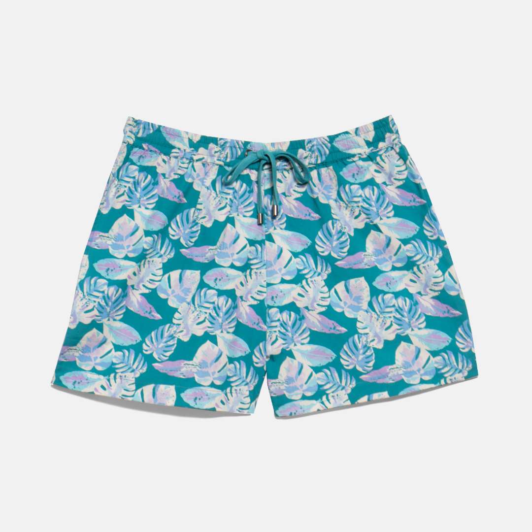 Women's summer shorts aqua palm