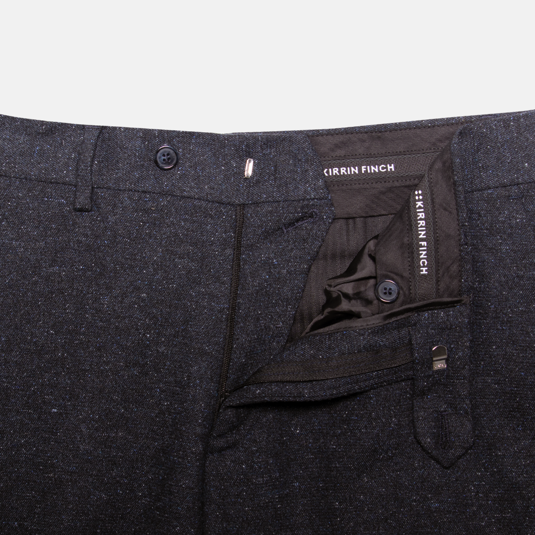 Front closer on Kirrin Finch Navy pebbly dress pants