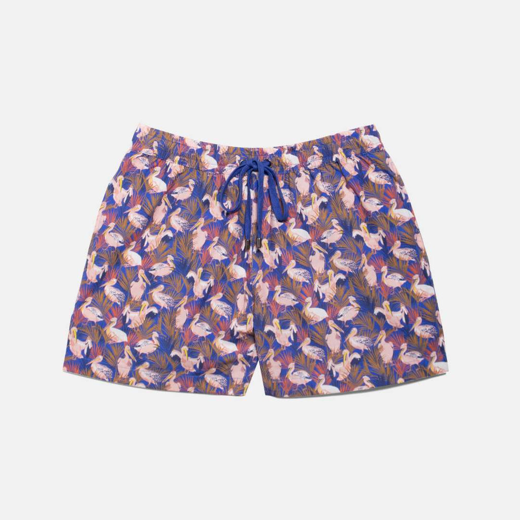 Androgynous drawstring Short in Pelican Print