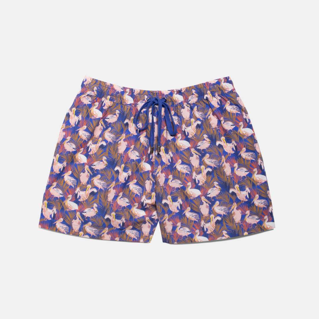 Androgynous drawstring Short in Pelican Print