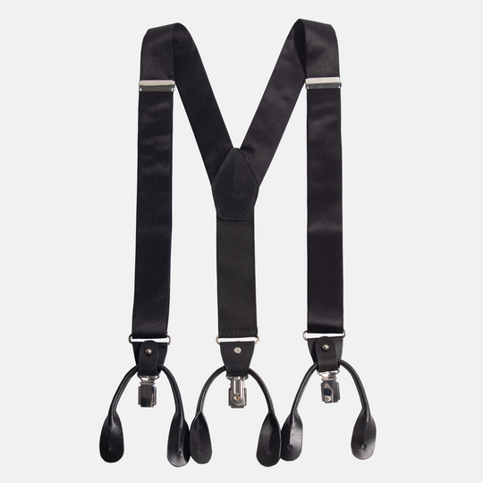 Satin Suspenders with Leather Bracers and Metal Clips