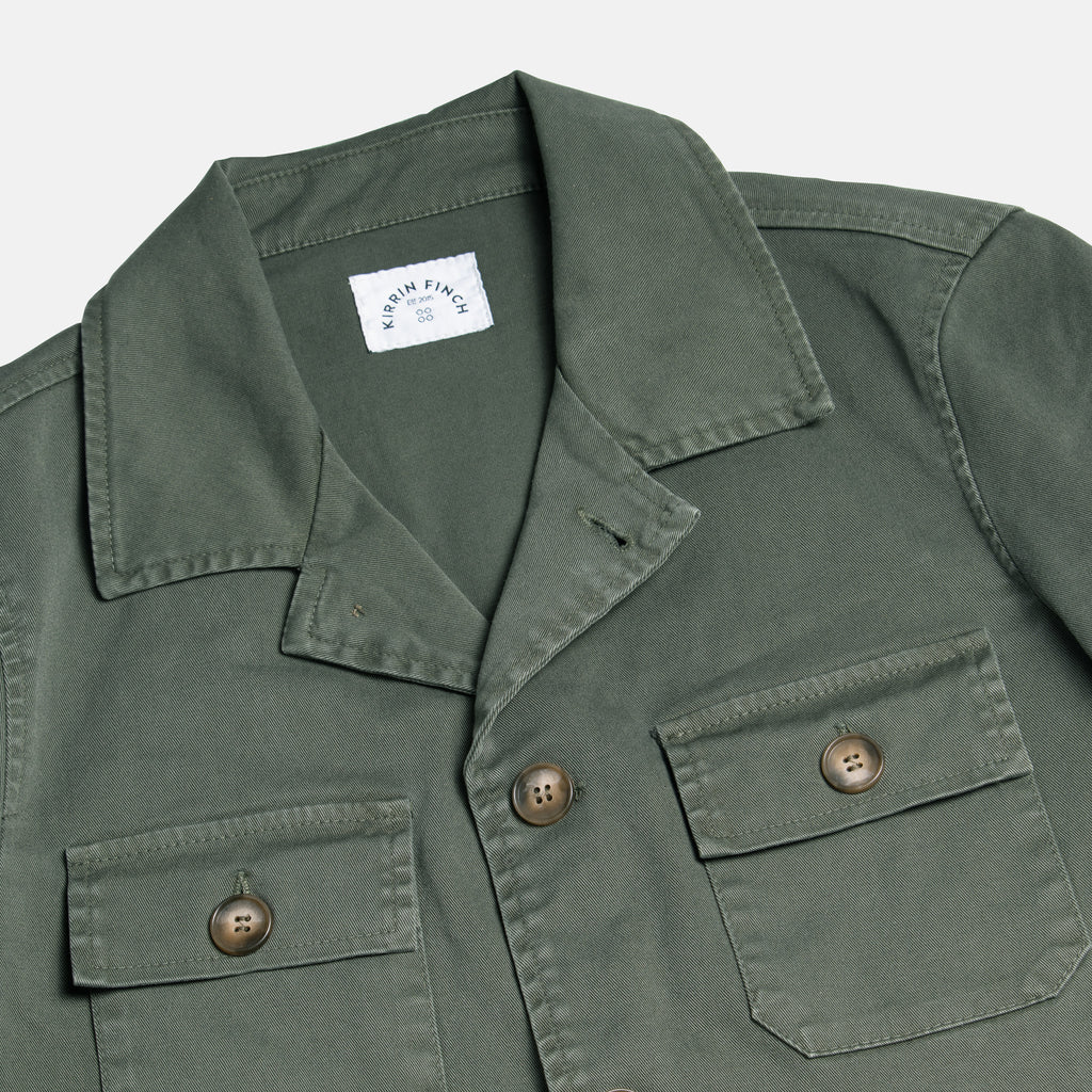 Olive Utility Jakcet Collar closeup