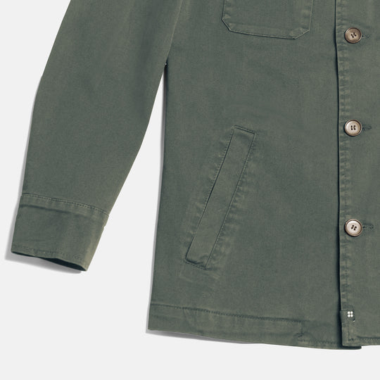 Distressed details on Olive Utility Jacket