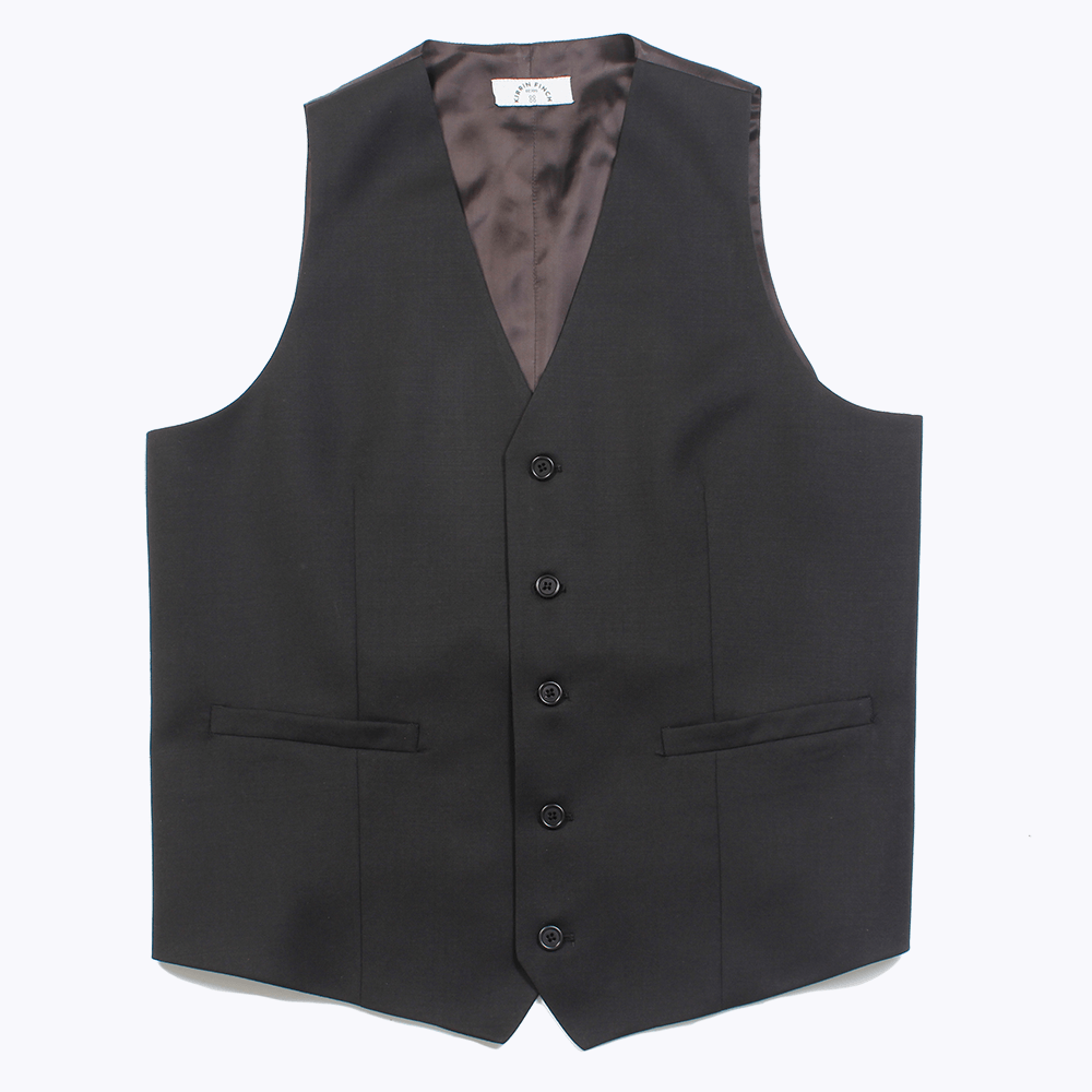 The Georgie Black Vest Front Flat Lay