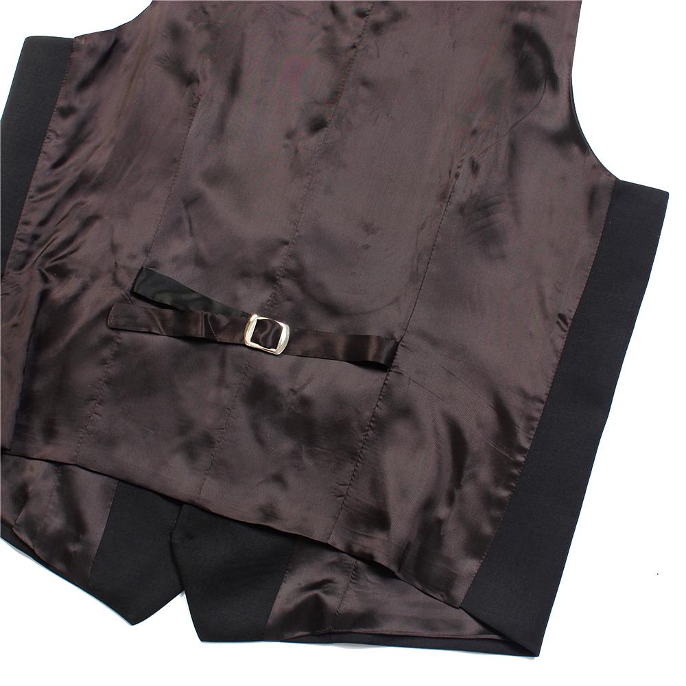 Back clasp of black georgie suit vest waistcoat