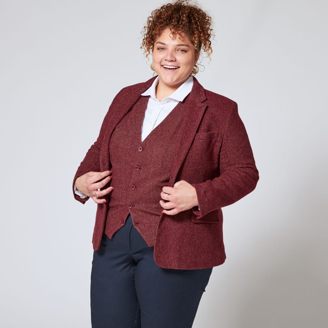 Burgundy Women Suits Formal Vest Pants Blazer Jacket Business Work Coat Set  New