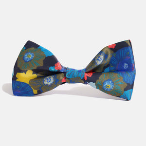 Blue Floral Print Bow Tie