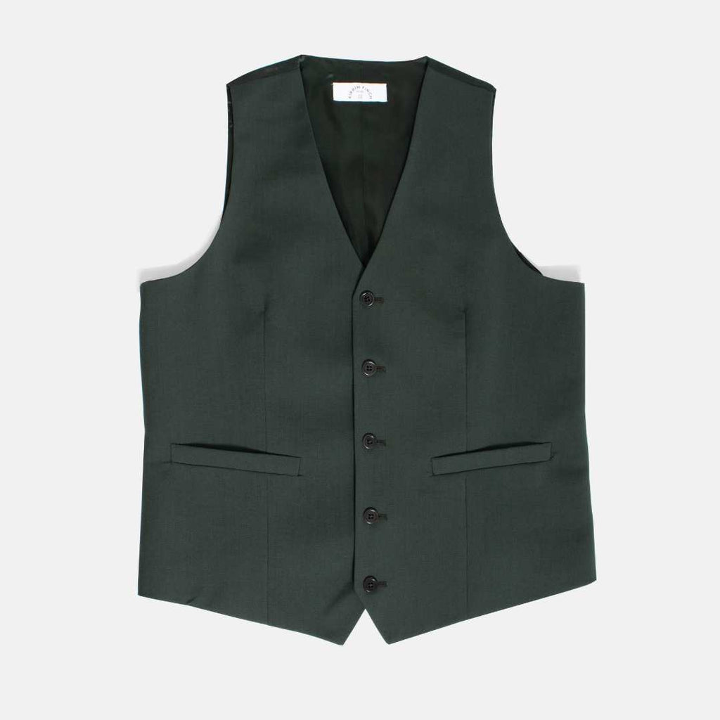 Georgie Olive Vest with Olive buttons, Italian Made