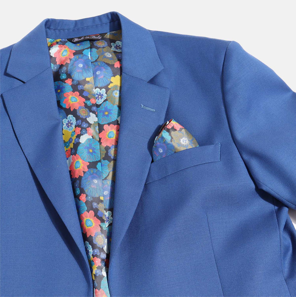 Blue Floral Print Pocket Square Kirrin Finch