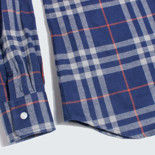 Navy Flannel Shirt cuff and sleeve details