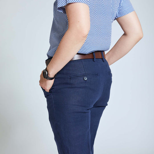 Women's Navy Linen Suit Pants | Kirrin Finch