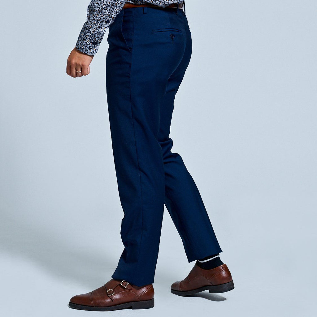 Side and back view of Navy Dress pants for Women. Color: Navy